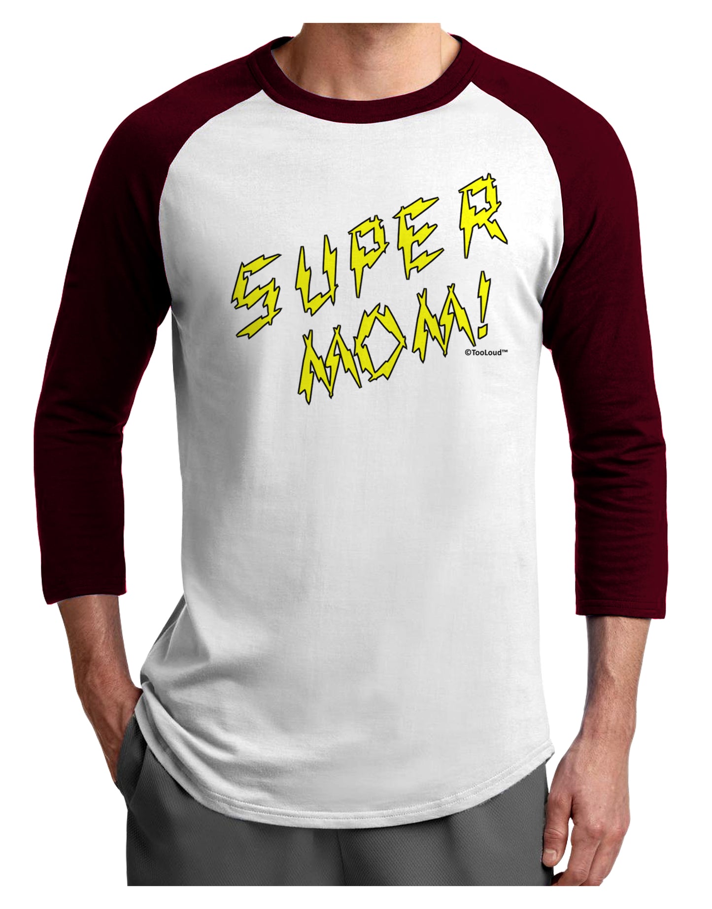 Super Mom - Lightening Bolt Design Adult Raglan Shirt by TooLoud-TooLoud-White-Cardinal-X-Small-Davson Sales