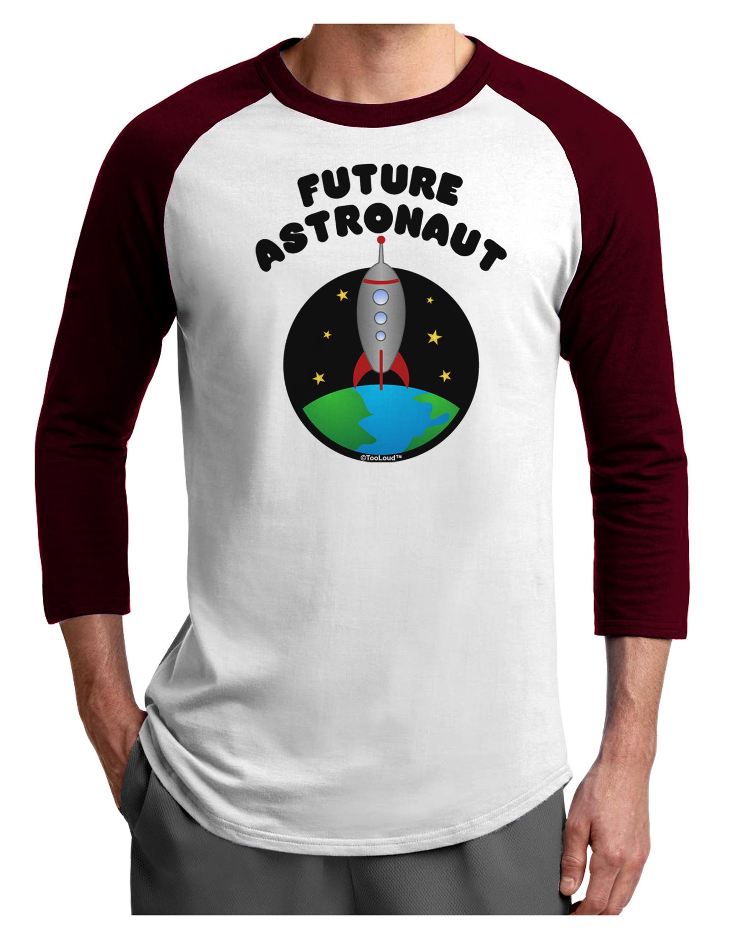 Future Astronaut Color Adult Raglan Shirt-TooLoud-White-Cardinal-X-Small-Davson Sales