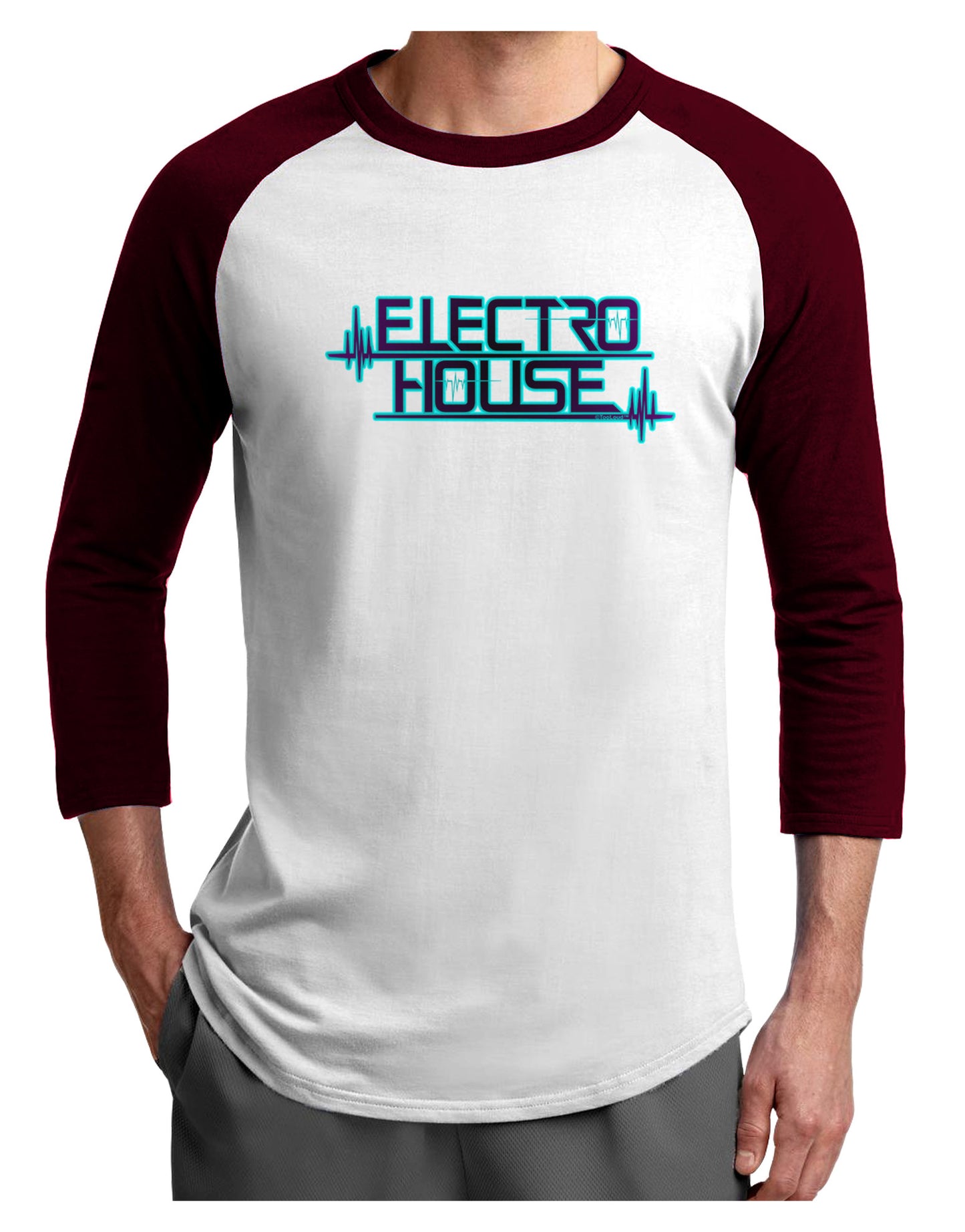 Electro House Bolt Adult Raglan Shirt-Raglan Shirt-TooLoud-White-Cardinal-X-Small-Davson Sales
