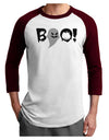 Scary Boo Text Adult Raglan Shirt-Raglan Shirt-TooLoud-White-Cardinal-X-Small-Davson Sales