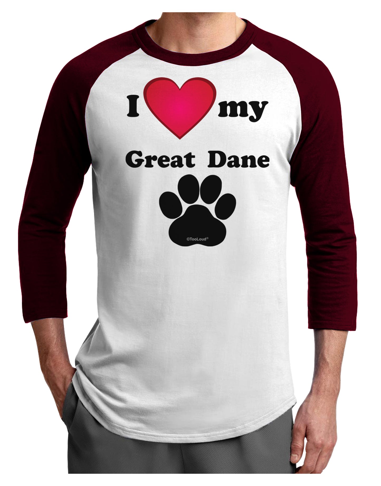 I Heart My Great Dane Adult Raglan Shirt by TooLoud-TooLoud-White-Cardinal-X-Small-Davson Sales