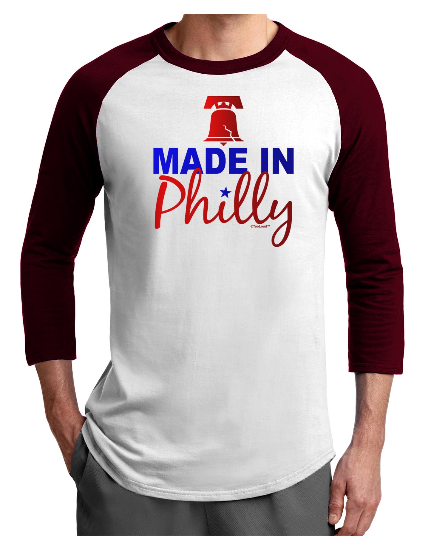 Made In Philly Adult Raglan Shirt-Raglan Shirt-TooLoud-White-Cardinal-X-Small-Davson Sales