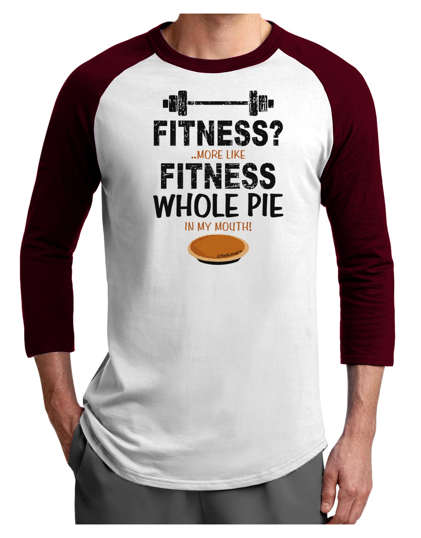 Fitness Whole Pie Adult Raglan Shirt-Raglan Shirt-TooLoud-White-Cardinal-X-Small-Davson Sales