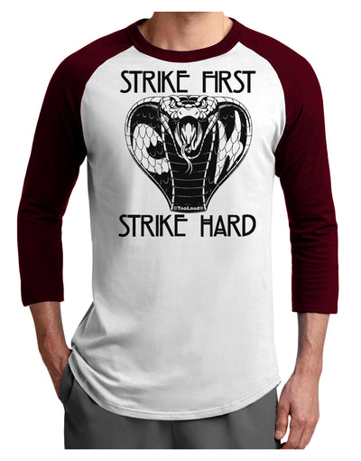 Strike First Strike Hard Cobra Adult Raglan Shirt-Mens T-Shirt-TooLoud-White-Cardinal-X-Small-Davson Sales