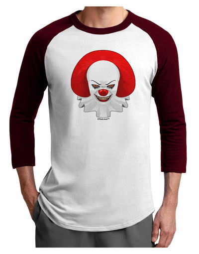 Scary Clown Watercolor Adult Raglan Shirt-TooLoud-White-Cardinal-X-Small-Davson Sales