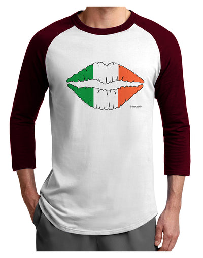 Irish Flag Kiss Adult Raglan Shirt by TooLoud-Raglan Shirt-TooLoud-White-Cardinal-X-Small-Davson Sales