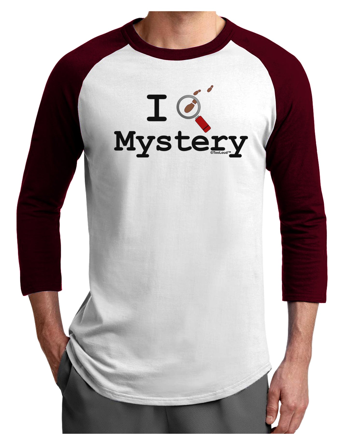 I Love Mystery Adult Raglan Shirt-Raglan Shirt-TooLoud-White-Cardinal-X-Small-Davson Sales