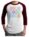 Cute Faux Applique Easter Eggs Adult Raglan Shirt-Raglan Shirt-TooLoud-White-Cardinal-X-Small-Davson Sales