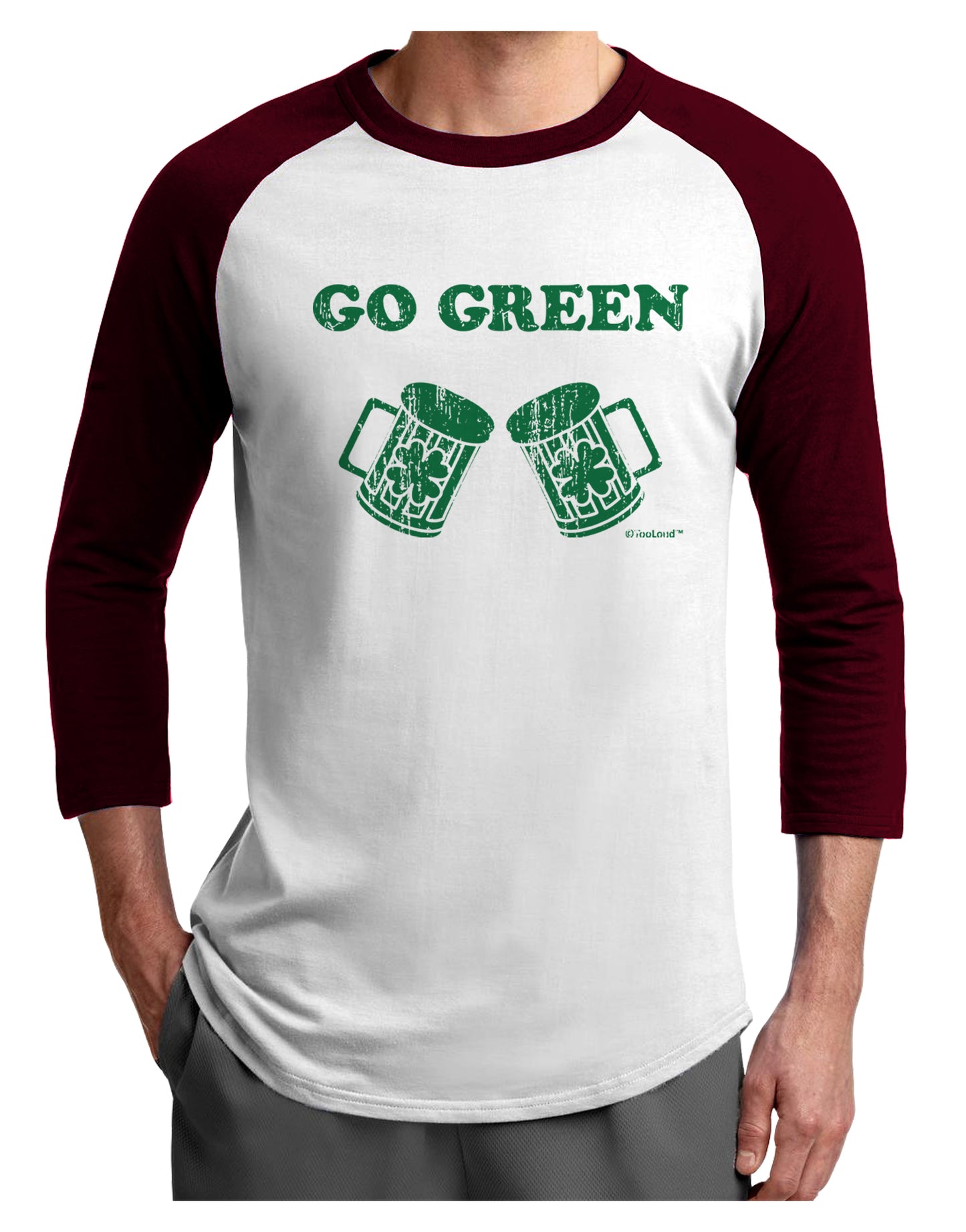 Go Green - St. Patrick's Day Green Beer Adult Raglan Shirt by TooLoud-Mens T-Shirt-TooLoud-White-Cardinal-X-Small-Davson Sales