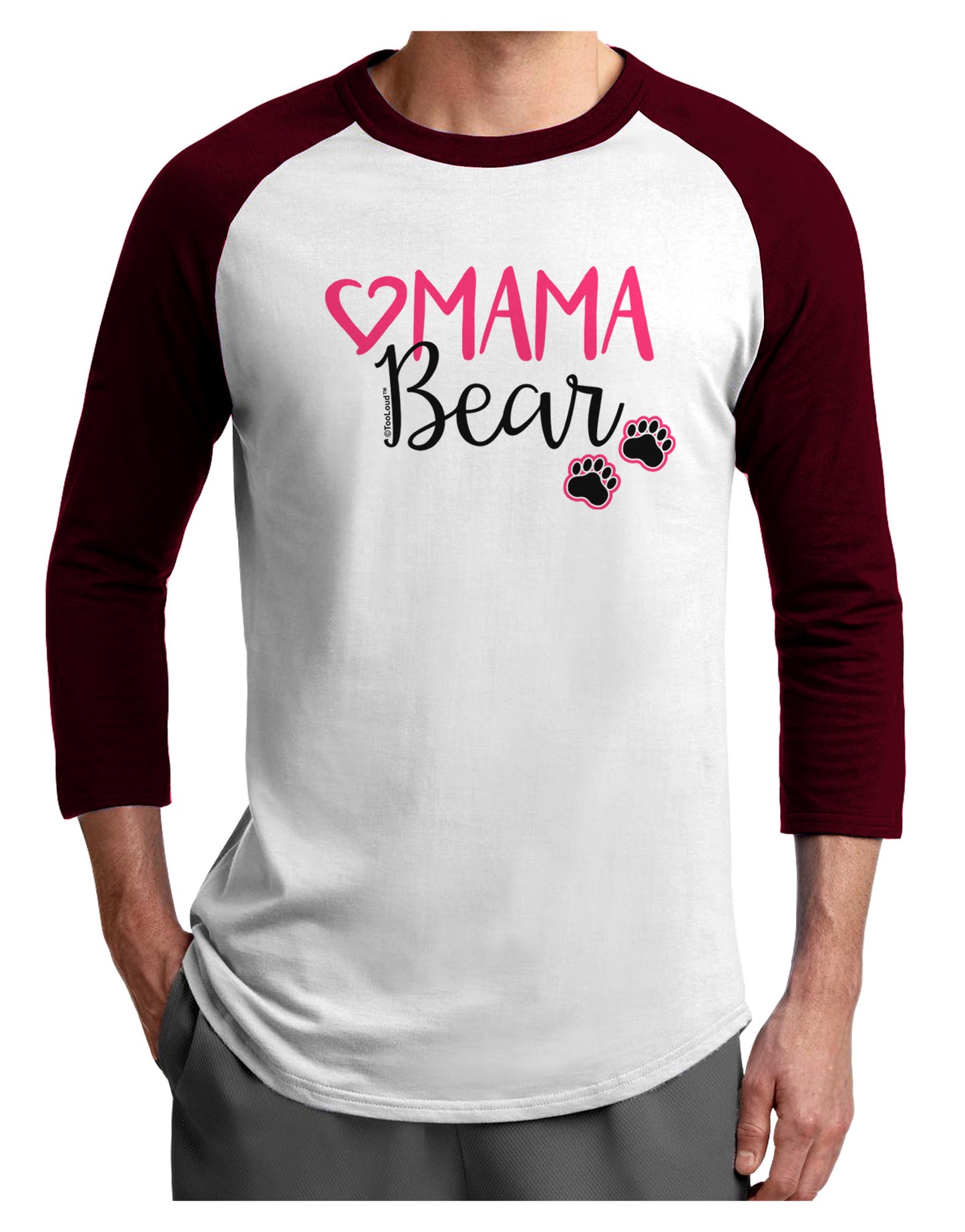 Mama Bear Paws Adult Raglan Shirt-Raglan Shirt-TooLoud-White-Cardinal-X-Small-Davson Sales