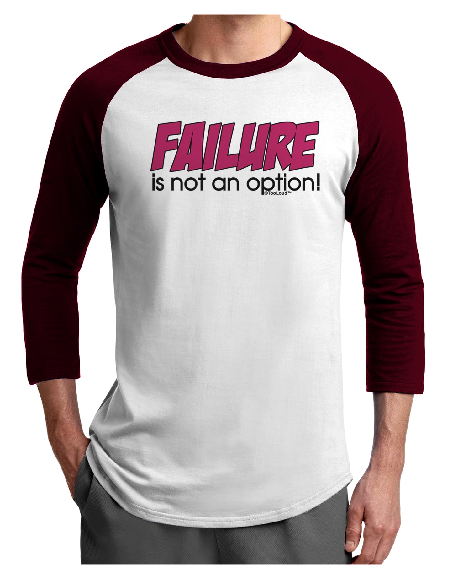 Failure Is Not An Option Distressed Adult Raglan Shirt by TooLoud-TooLoud-White-Cardinal-X-Small-Davson Sales