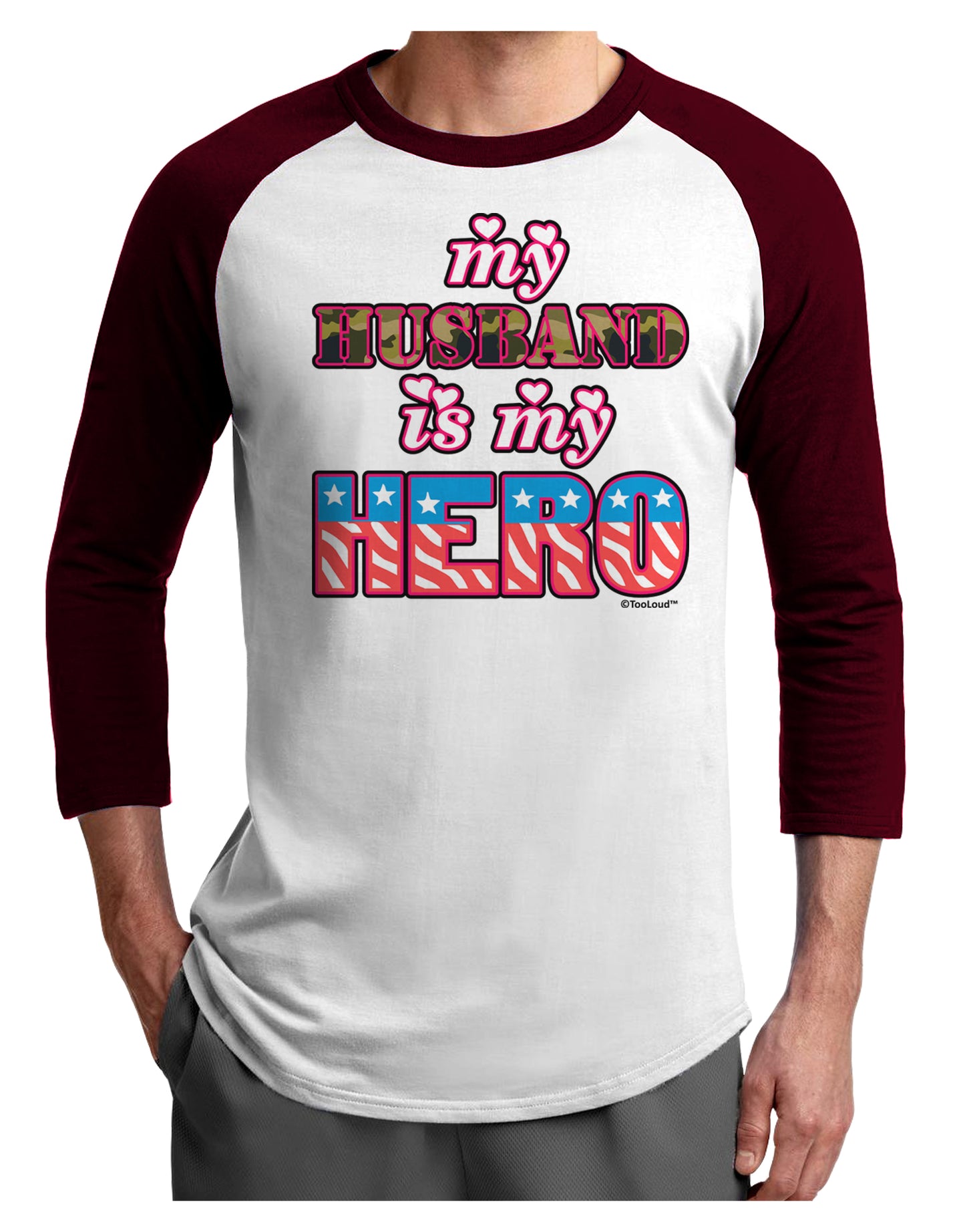 My Husband is My Hero - Armed Forces Adult Raglan Shirt by TooLoud-TooLoud-White-Cardinal-X-Small-Davson Sales