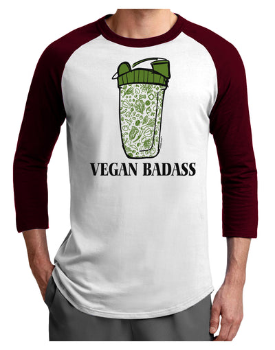 Vegan Badass Blender Bottle Adult Raglan Shirt-Mens T-Shirt-TooLoud-White-Cardinal-X-Small-Davson Sales