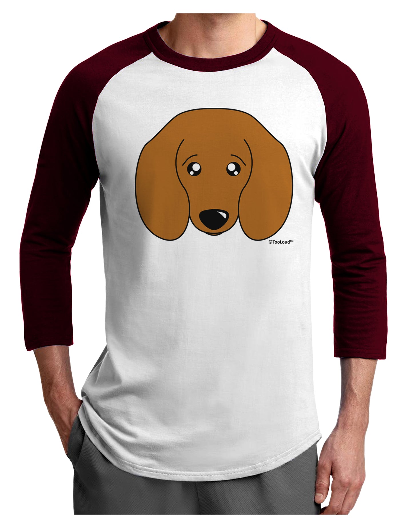 Cute Doxie Dachshund Dog Adult Raglan Shirt by TooLoud-TooLoud-White-Cardinal-X-Small-Davson Sales