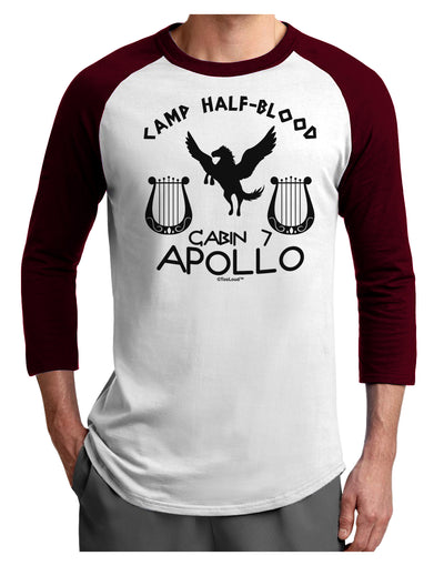 Cabin 7 Apollo Camp Half Blood Adult Raglan Shirt-TooLoud-White-Cardinal-X-Small-Davson Sales