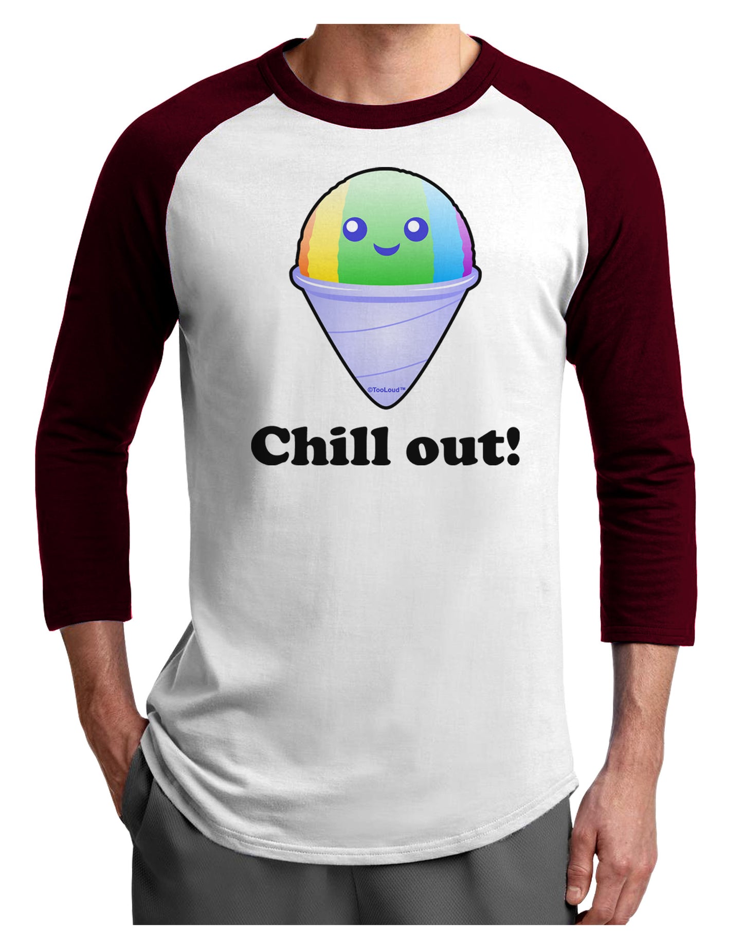 Cute Shaved Ice Chill Out Adult Raglan Shirt-Raglan Shirt-TooLoud-White-Cardinal-X-Small-Davson Sales