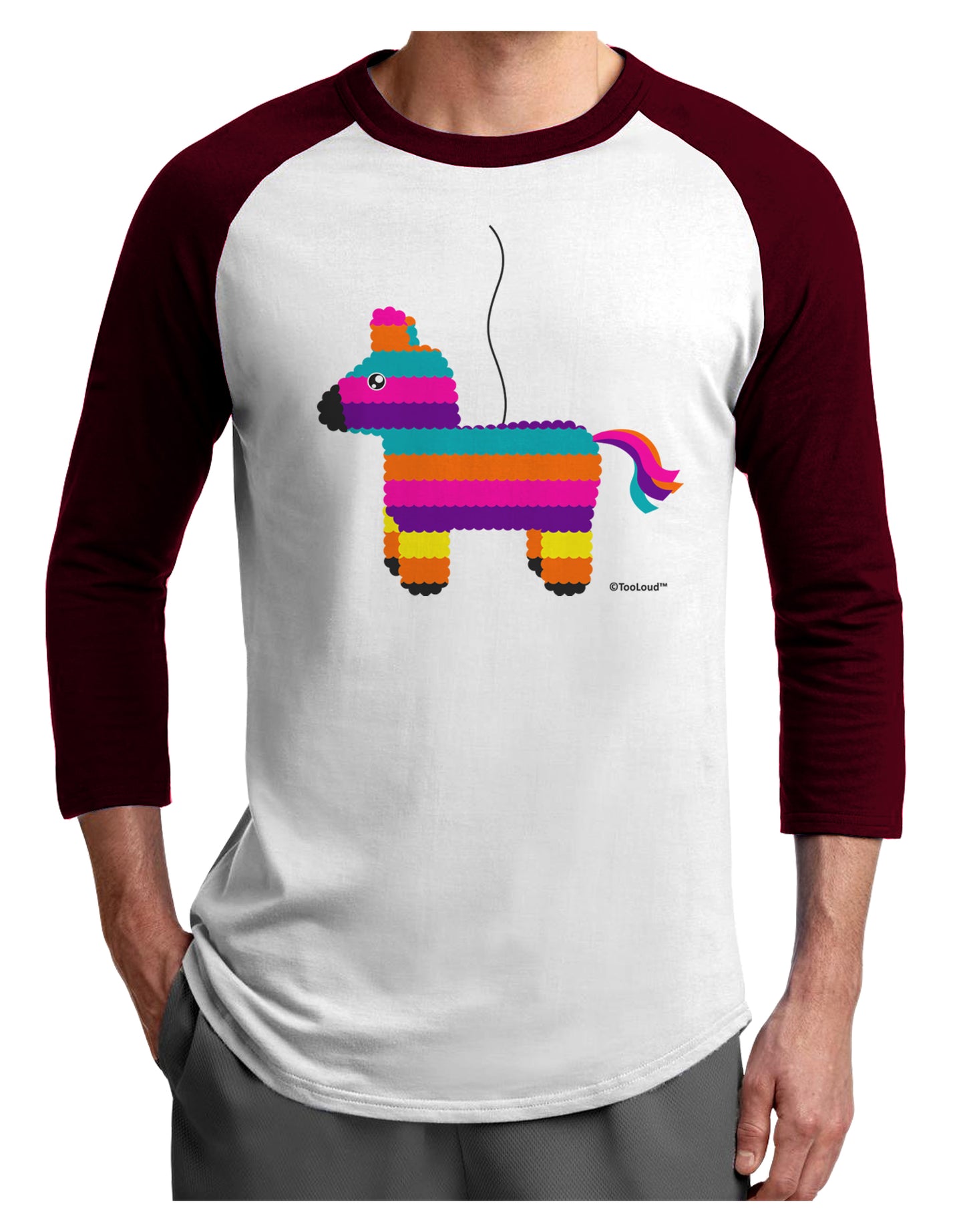 Colorful Hanging Pinata Design Adult Raglan Shirt by TooLoud-TooLoud-White-Cardinal-X-Small-Davson Sales