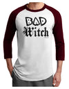 Bad Witch Distressed Adult Raglan Shirt-TooLoud-White-Cardinal-X-Small-Davson Sales