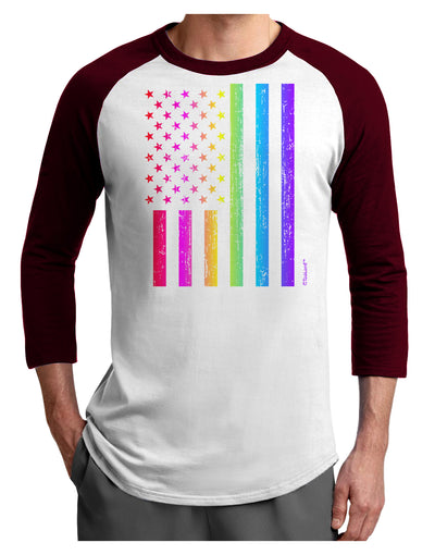 American Pride - Rainbow Flag Adult Raglan Shirt-TooLoud-White-Cardinal-X-Small-Davson Sales