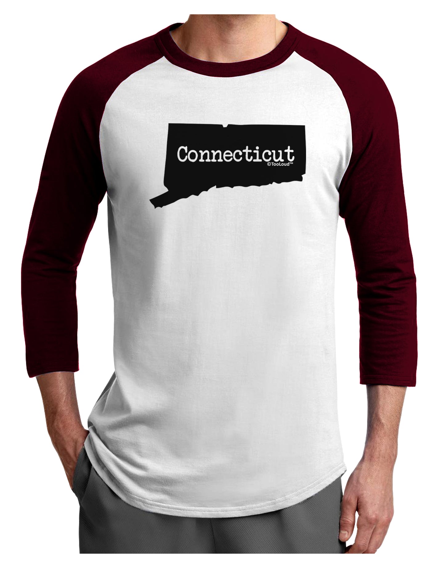 Connecticut - United States Shape Adult Raglan Shirt by TooLoud-TooLoud-White-Cardinal-X-Small-Davson Sales