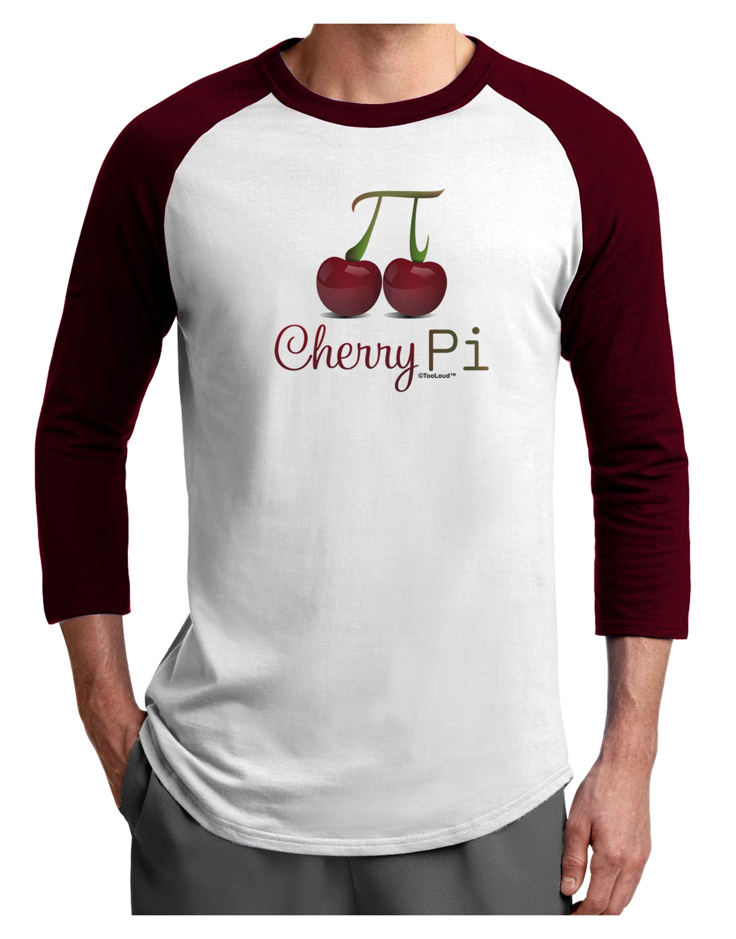 Cherry Pi Adult Raglan Shirt-TooLoud-White-Cardinal-X-Small-Davson Sales