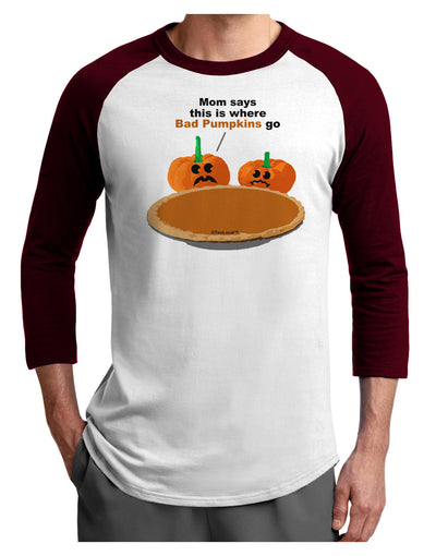 Where Bad Pumpkins Go Adult Raglan Shirt-Raglan Shirt-TooLoud-White-Cardinal-X-Small-Davson Sales