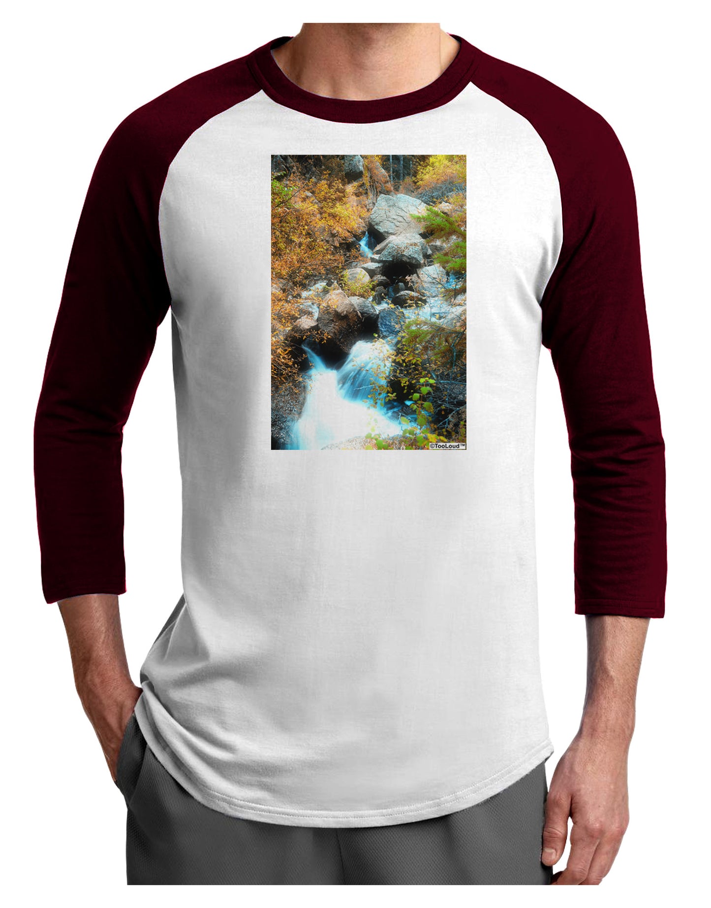 Rockies Waterfall Adult Raglan Shirt-Raglan Shirt-TooLoud-White-Cardinal-X-Small-Davson Sales
