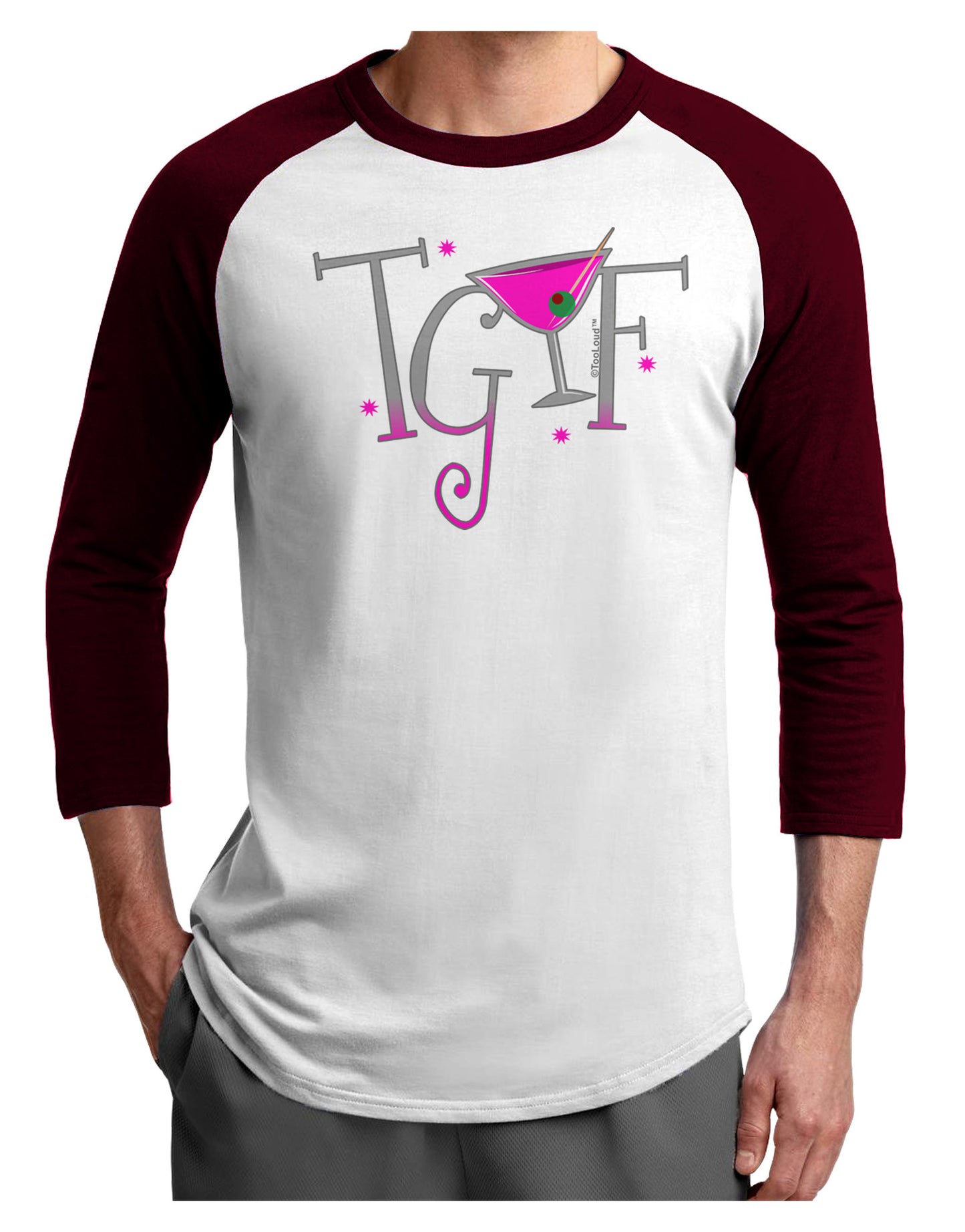 TGIF Martini Adult Raglan Shirt-Raglan Shirt-TooLoud-White-Cardinal-X-Small-Davson Sales