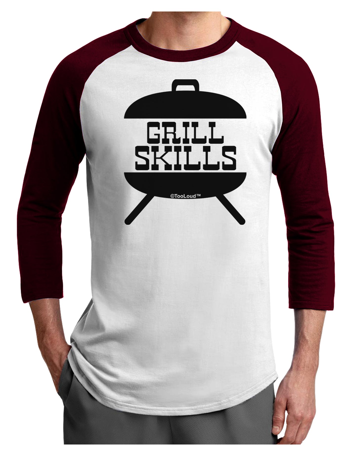 Grill Skills Grill Design Adult Raglan Shirt by TooLoud-TooLoud-White-Cardinal-X-Small-Davson Sales