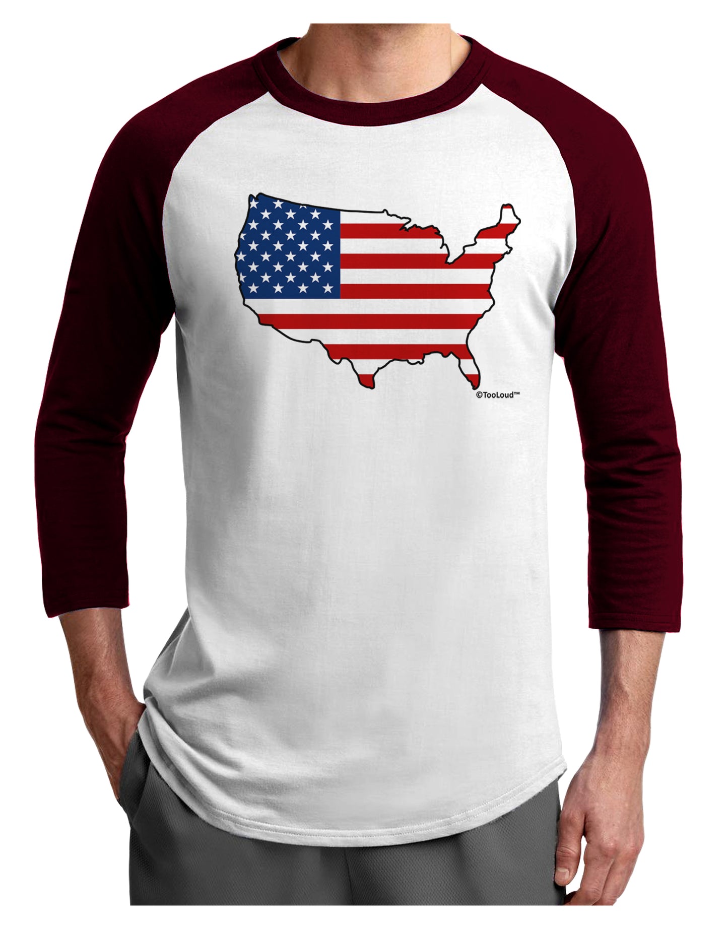 United States Cutout - American Flag Design Adult Raglan Shirt by TooLoud-TooLoud-White-Cardinal-X-Small-Davson Sales