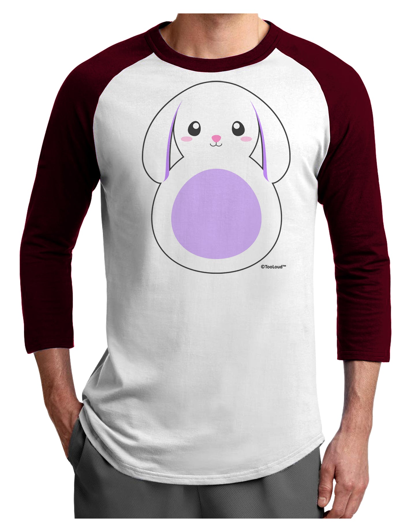 Cute Bunny with Floppy Ears - Purple Adult Raglan Shirt by TooLoud-TooLoud-White-Cardinal-X-Small-Davson Sales