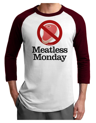 Meatless Monday Adult Raglan Shirt by TooLoud-TooLoud-White-Cardinal-X-Small-Davson Sales