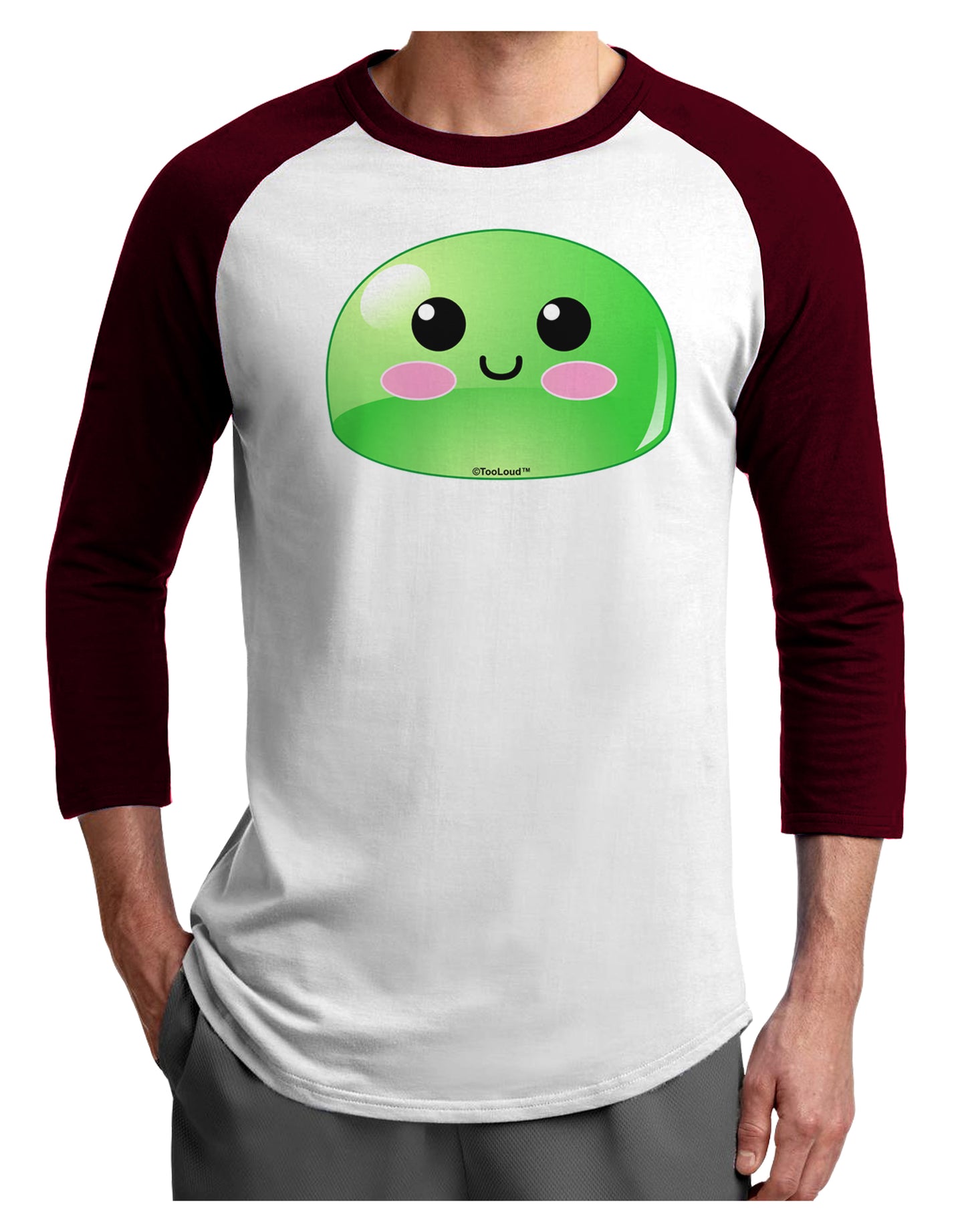 Cute RPG Slime - Green Adult Raglan Shirt by TooLoud-TooLoud-White-Cardinal-X-Small-Davson Sales