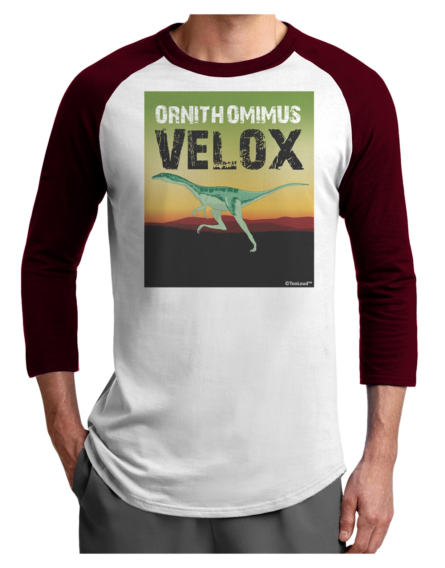 Ornithomimus Velox - With Name Adult Raglan Shirt by TooLoud-TooLoud-White-Cardinal-X-Small-Davson Sales