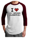 I Heart My Gamer Husband Adult Raglan Shirt-TooLoud-White-Cardinal-X-Small-Davson Sales