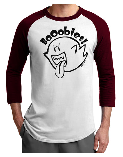 Booobies Adult Raglan Shirt-Mens T-Shirt-TooLoud-White-Cardinal-X-Small-Davson Sales