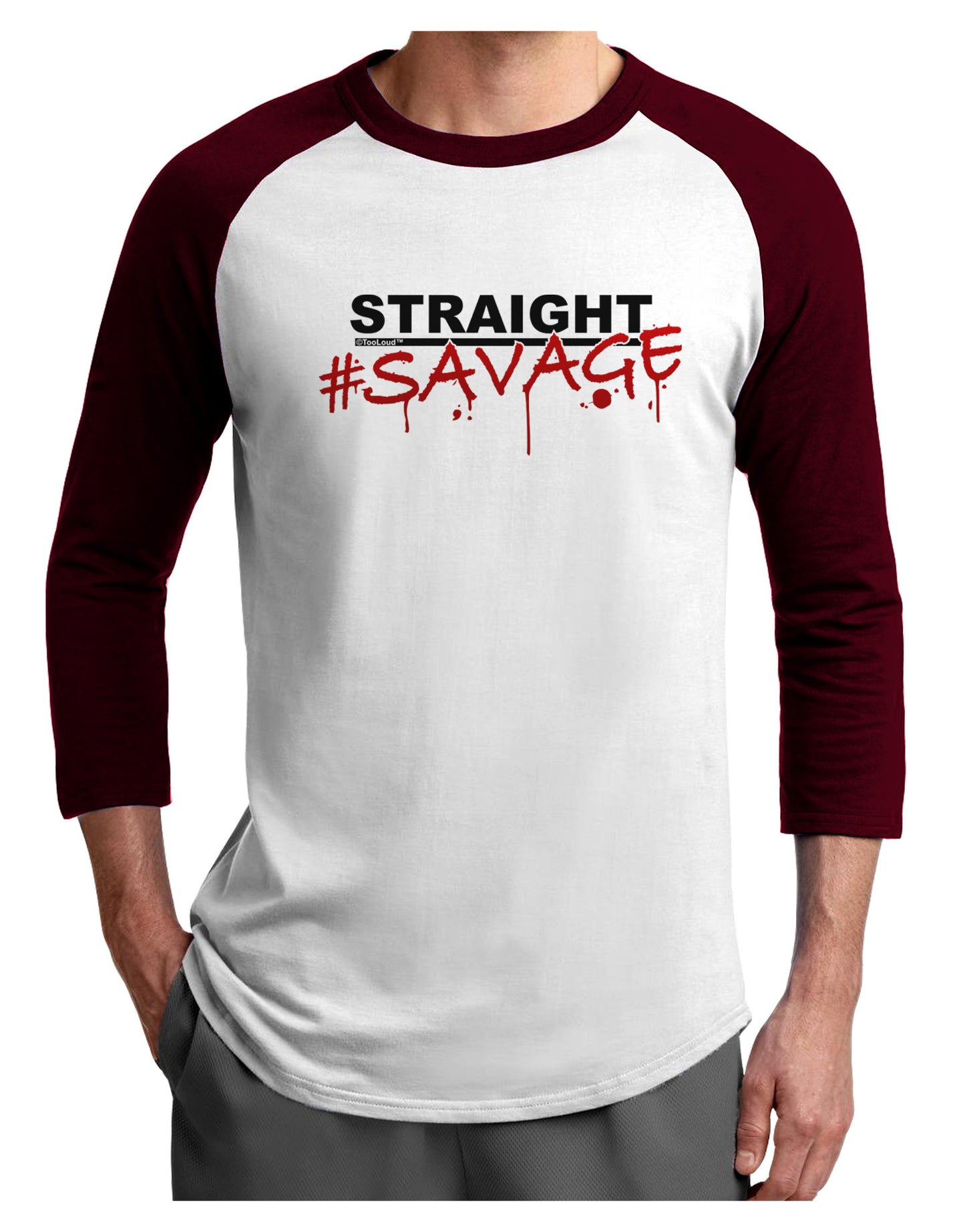 Straight Savage Adult Raglan Shirt-Raglan Shirt-TooLoud-White-Cardinal-X-Small-Davson Sales