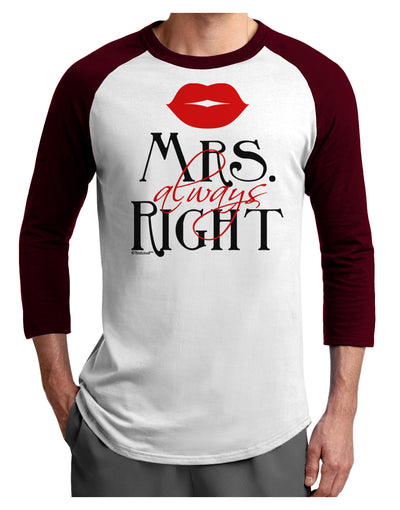 - Mrs Always Right Adult Raglan Shirt-Raglan Shirt-TooLoud-White-Cardinal-X-Small-Davson Sales