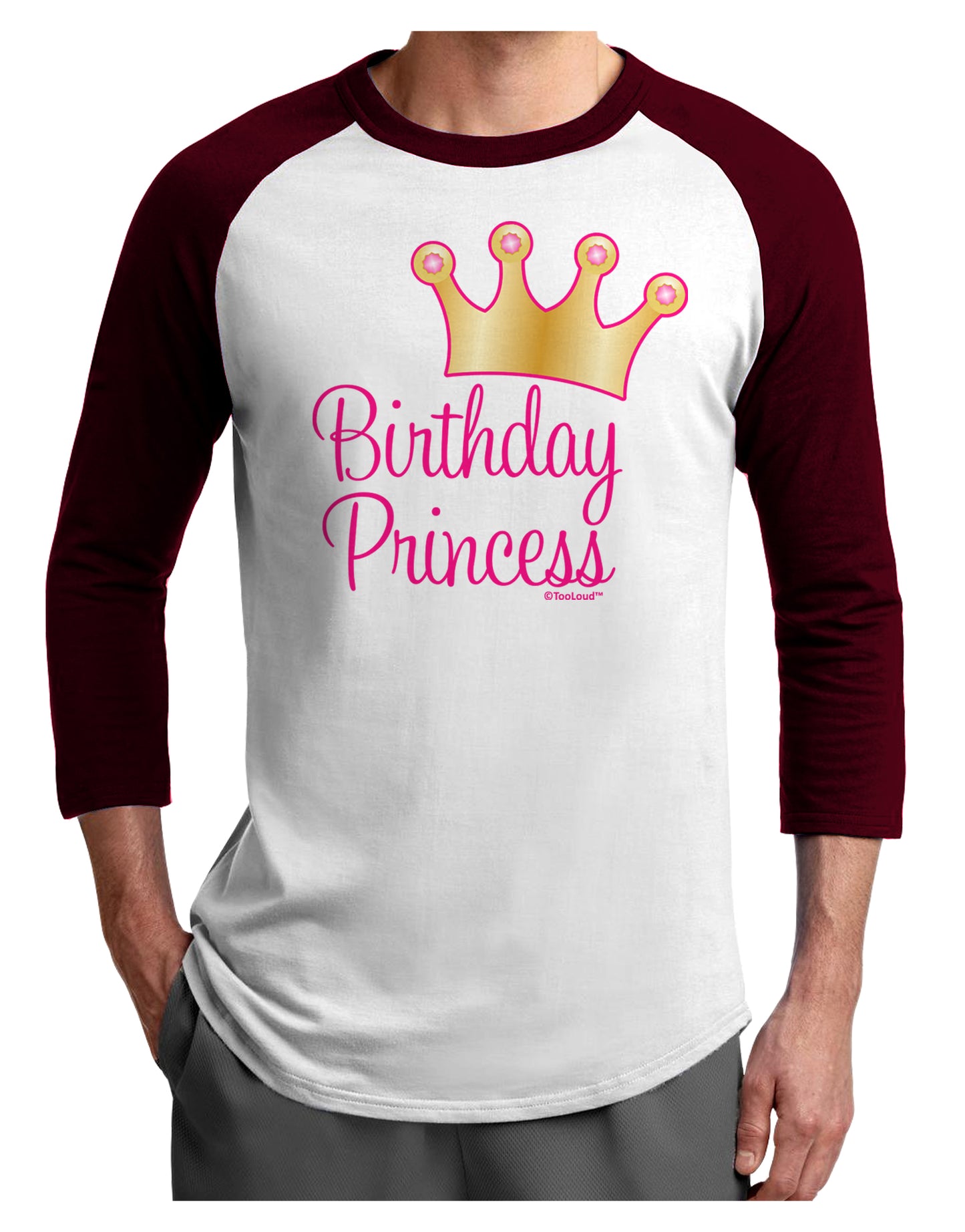 Birthday Princess - Tiara Adult Raglan Shirt by TooLoud-Raglan Shirt-TooLoud-White-Cardinal-X-Small-Davson Sales