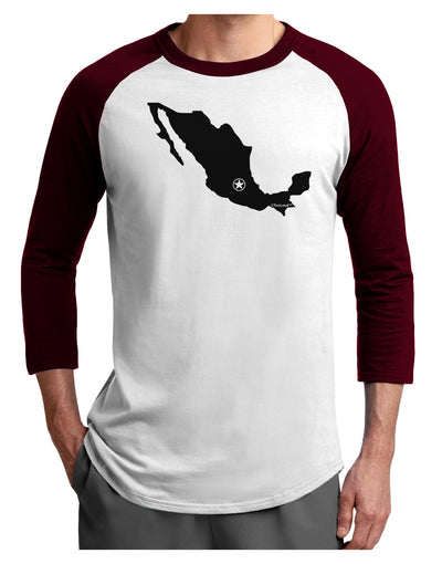 Mexico - Mexico City Star Adult Raglan Shirt-TooLoud-White-Cardinal-X-Small-Davson Sales