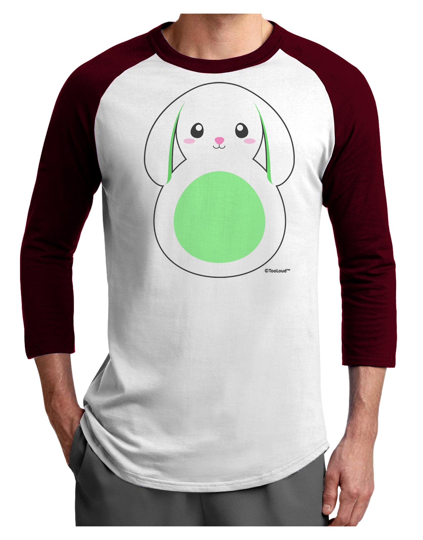 Cute Bunny with Floppy Ears - Green Adult Raglan Shirt by TooLoud-TooLoud-White-Cardinal-X-Small-Davson Sales