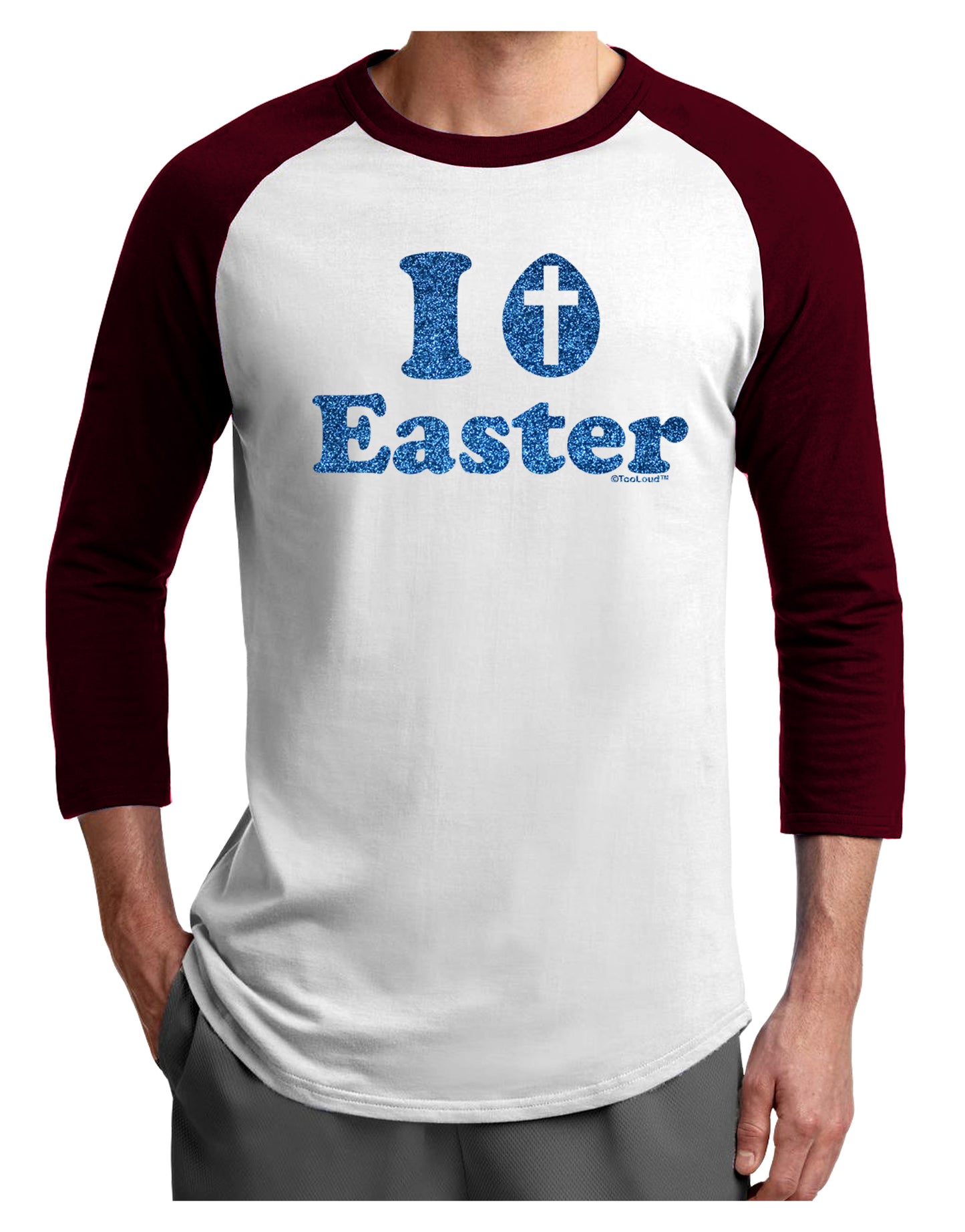 I Egg Cross Easter - Blue Glitter Adult Raglan Shirt by TooLoud-TooLoud-White-Cardinal-X-Small-Davson Sales