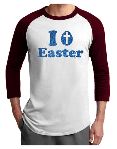 I Egg Cross Easter - Blue Glitter Adult Raglan Shirt by TooLoud-TooLoud-White-Cardinal-X-Small-Davson Sales