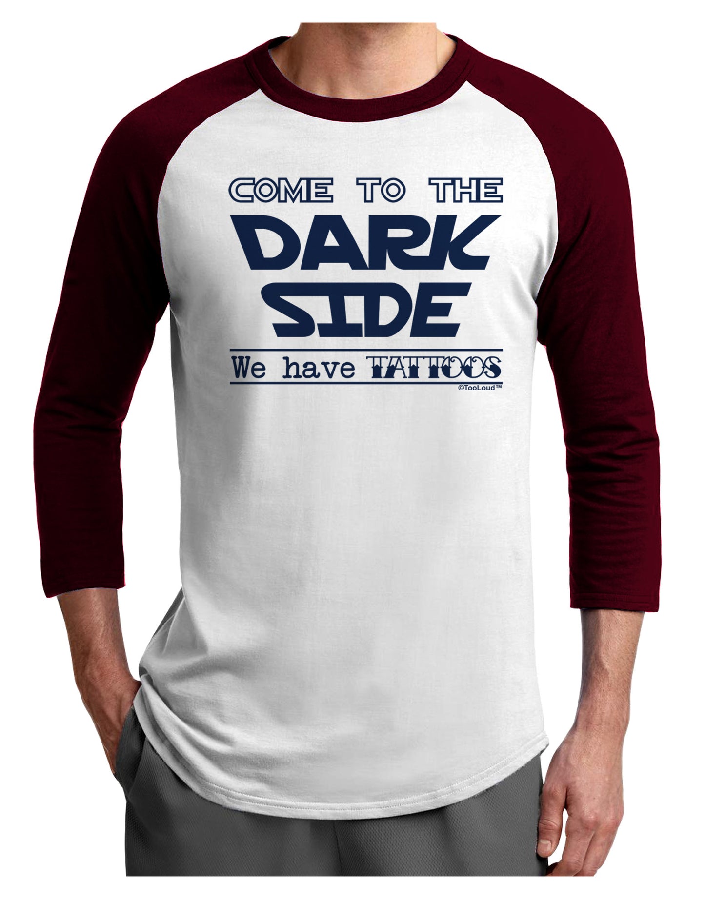 Come To The Dark Side - Tattoos Adult Raglan Shirt by-Raglan Shirt-TooLoud-White-Cardinal-X-Small-Davson Sales