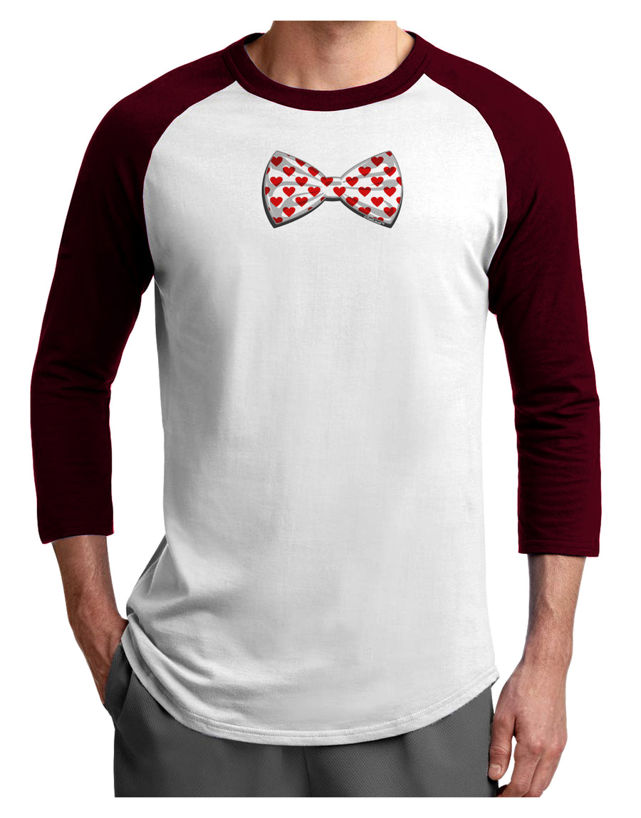 Bow Tie Hearts Adult Raglan Shirt-TooLoud-White-Black-X-Small-Davson Sales