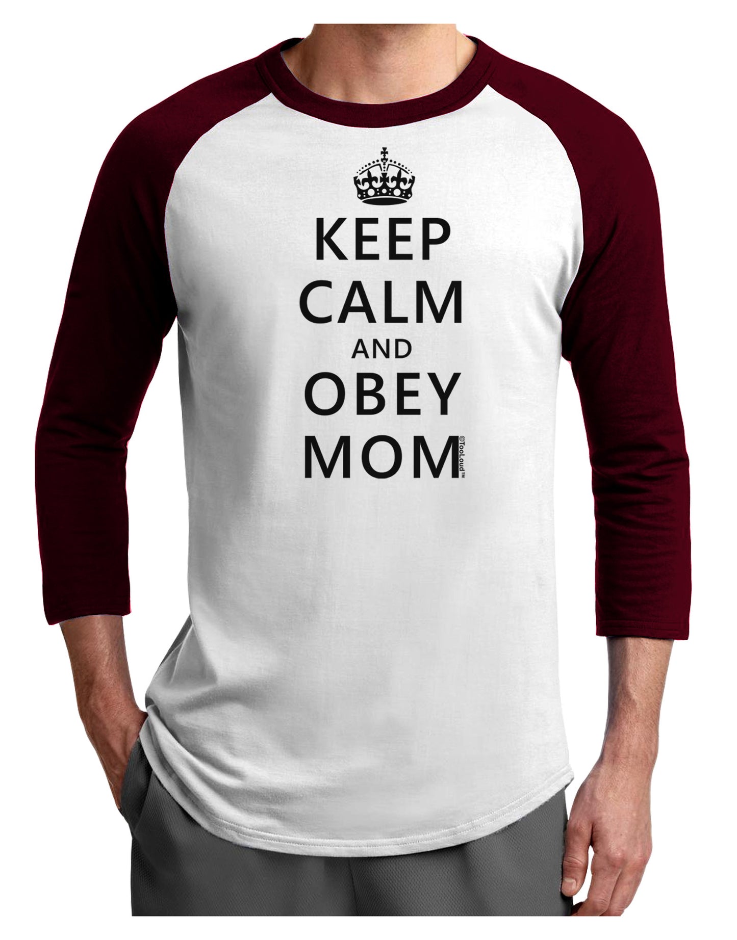 Keep Calm and Obey Mom Adult Raglan Shirt-Raglan Shirt-TooLoud-White-Cardinal-X-Small-Davson Sales