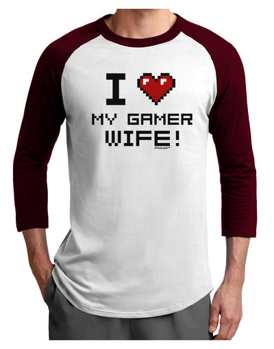 I Heart My Gamer Wife Adult Raglan Shirt-TooLoud-White-Cardinal-X-Small-Davson Sales