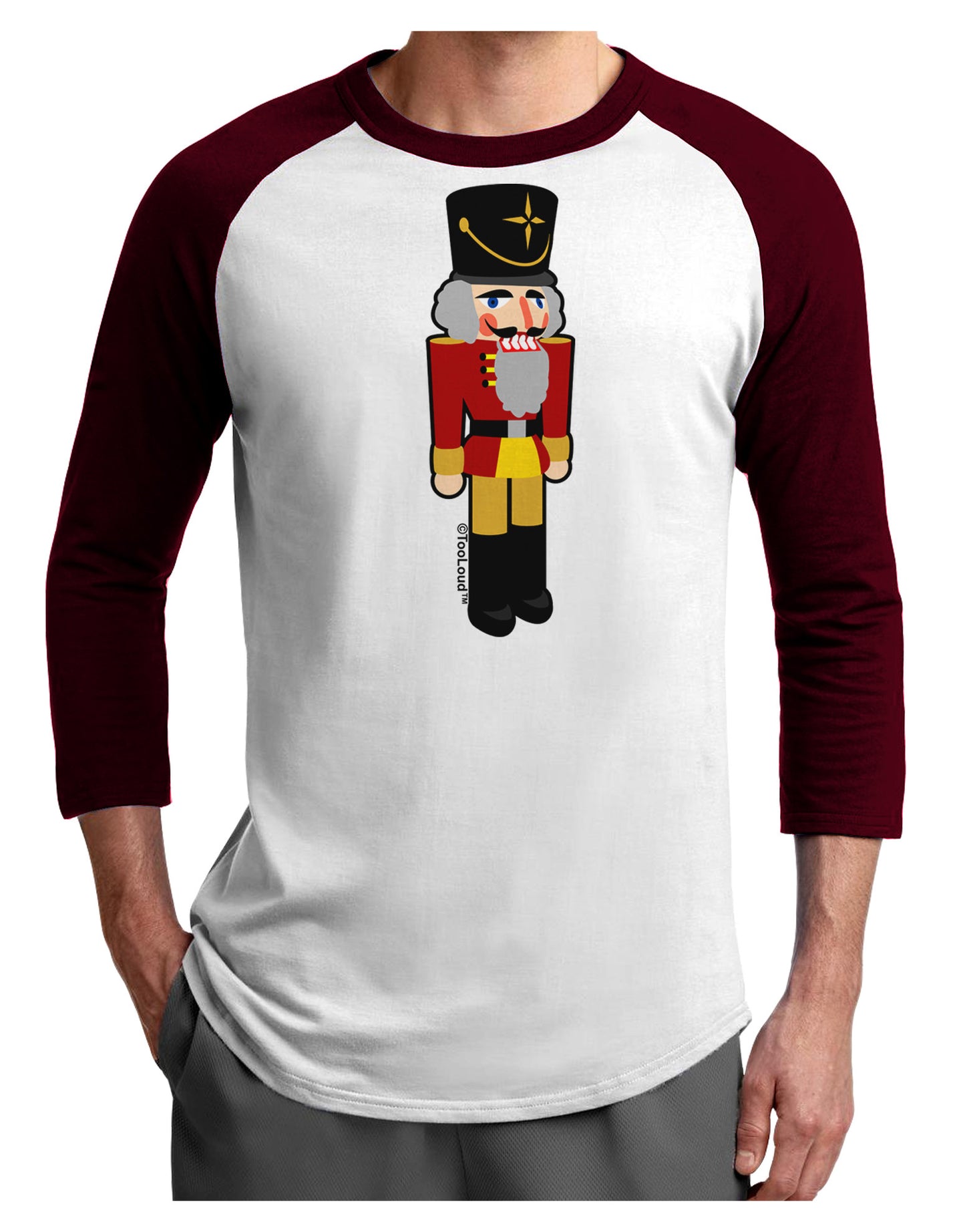 Festive Nutcracker - No Text Adult Raglan Shirt by-Raglan Shirt-TooLoud-White-Cardinal-X-Small-Davson Sales