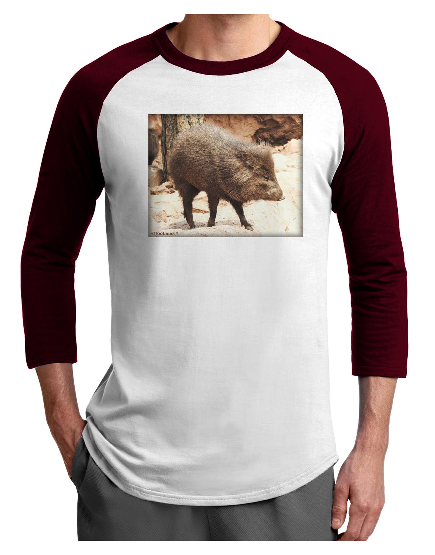 Little Javelina Adult Raglan Shirt-Raglan Shirt-TooLoud-White-Cardinal-X-Small-Davson Sales