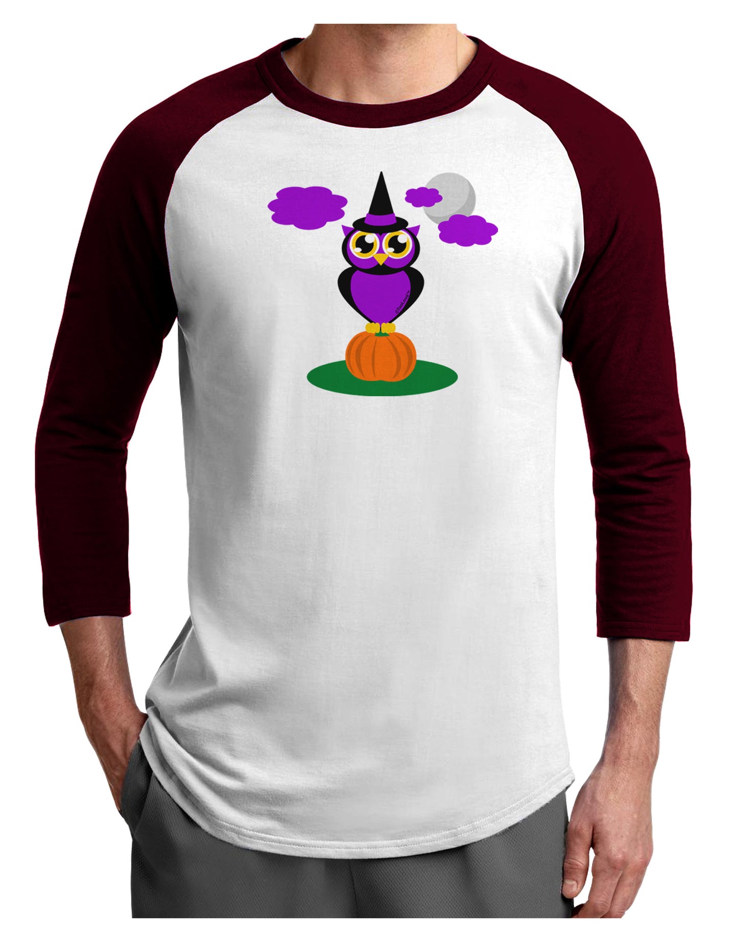 Owl Purple Adult Raglan Shirt-Raglan Shirt-TooLoud-White-Cardinal-X-Small-Davson Sales